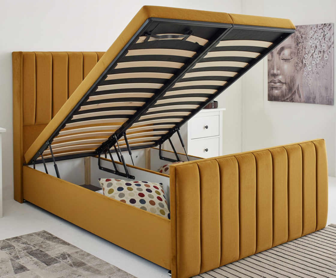 Ottoman Panel Wingback Bed