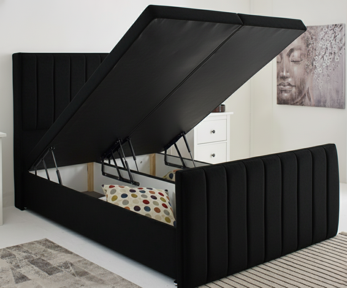 Ottoman Panel Wingback Bed