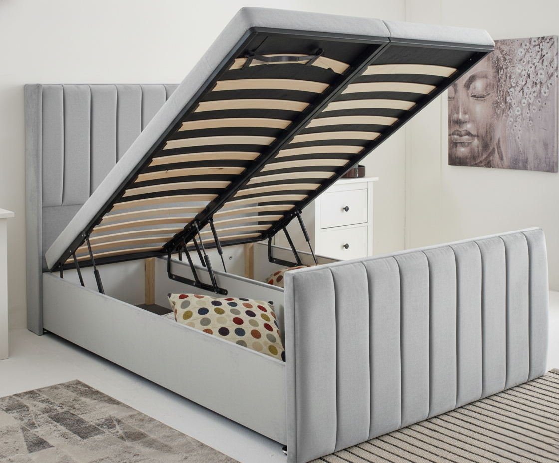 Ottoman Panel Wingback Bed