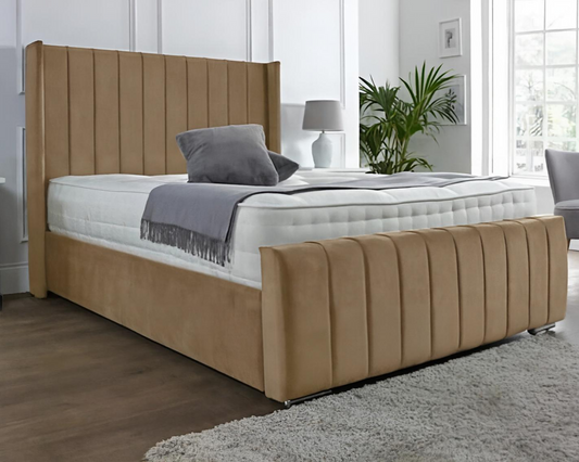 Panel Wingback Bed With Mattress