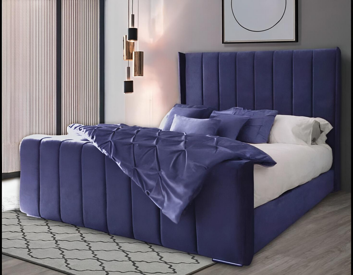 Panel Wingback Bed With Mattress