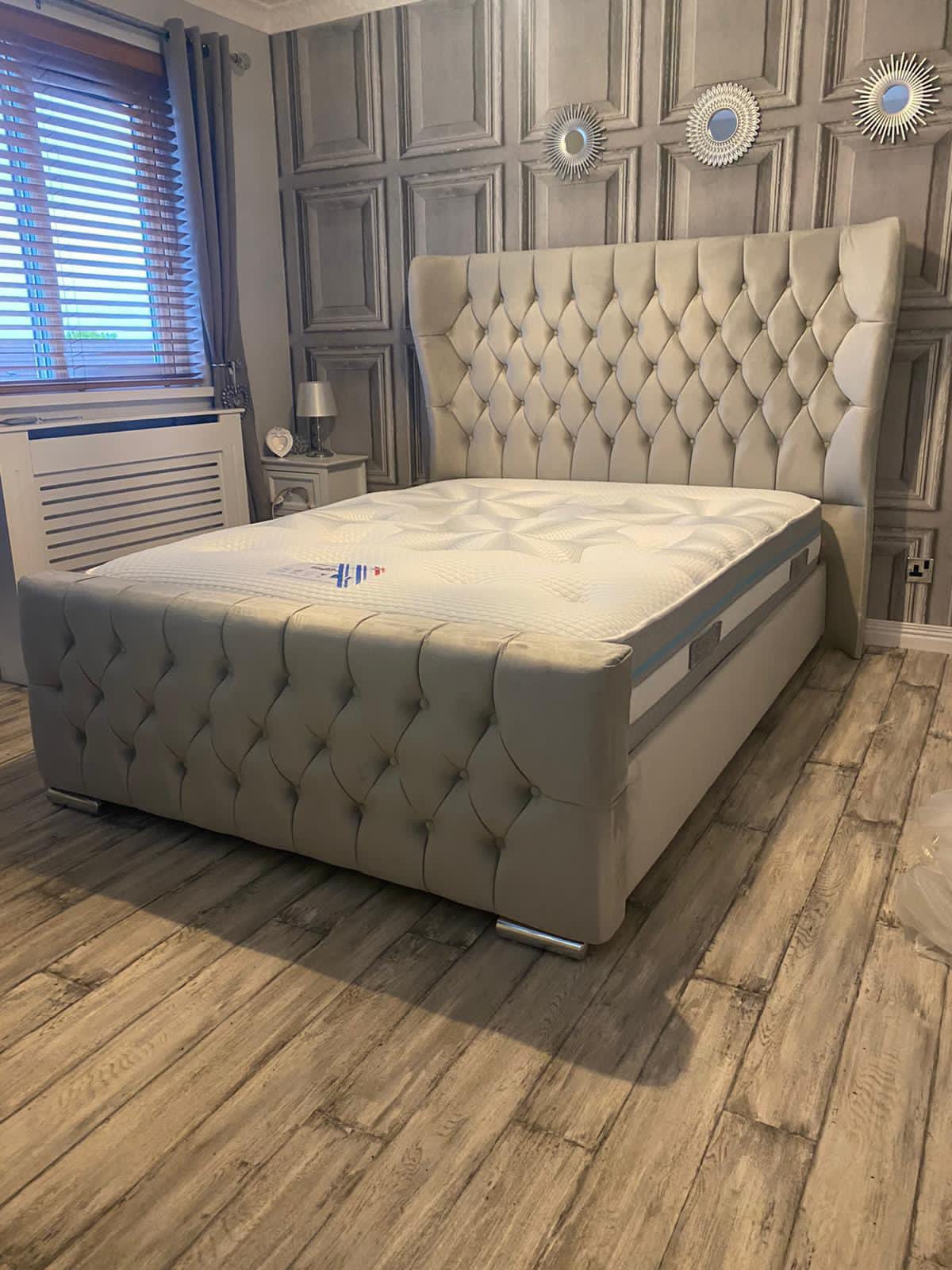 Luxury Oxford Wingback Bed With Mattress