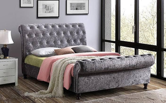Luxury Sleigh Bed With Mattress – Classic Curved Design