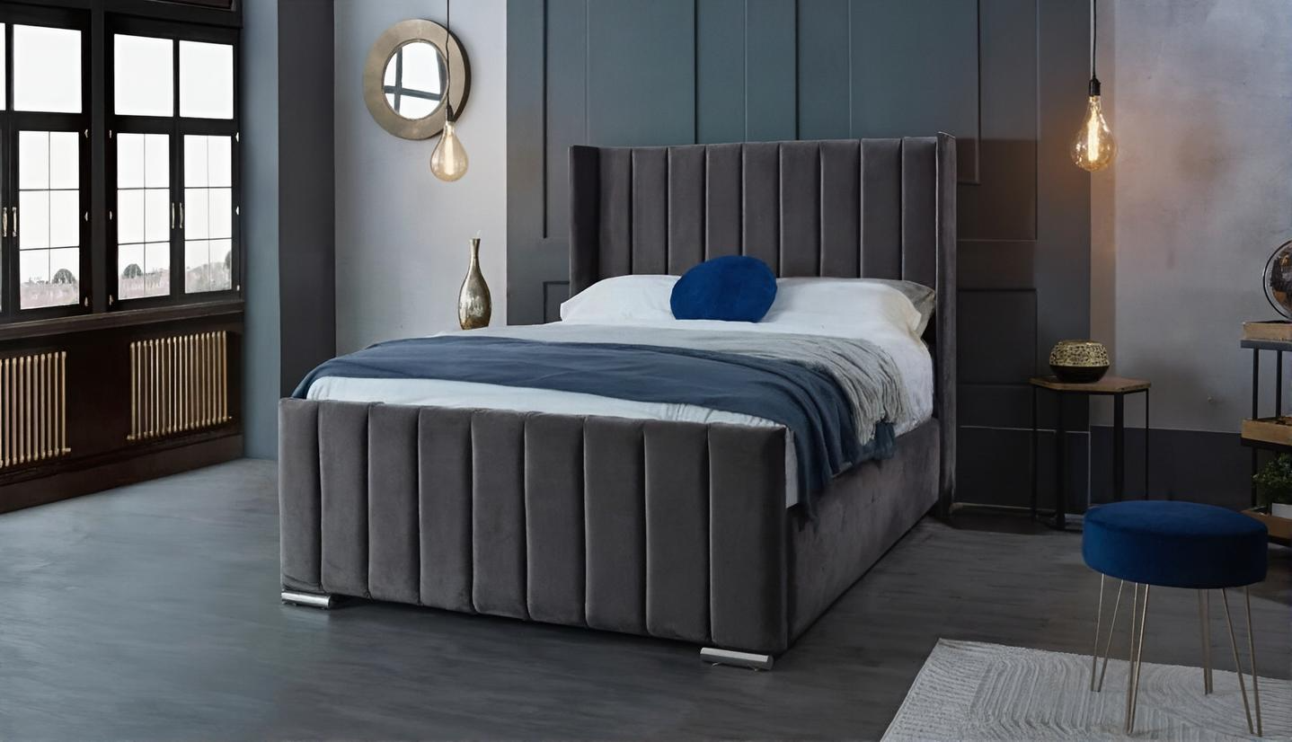 Panel Wingback Bed With Mattress