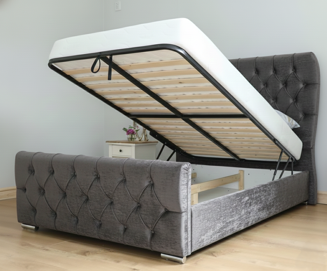 Ottoman Oxford Wingback Bed