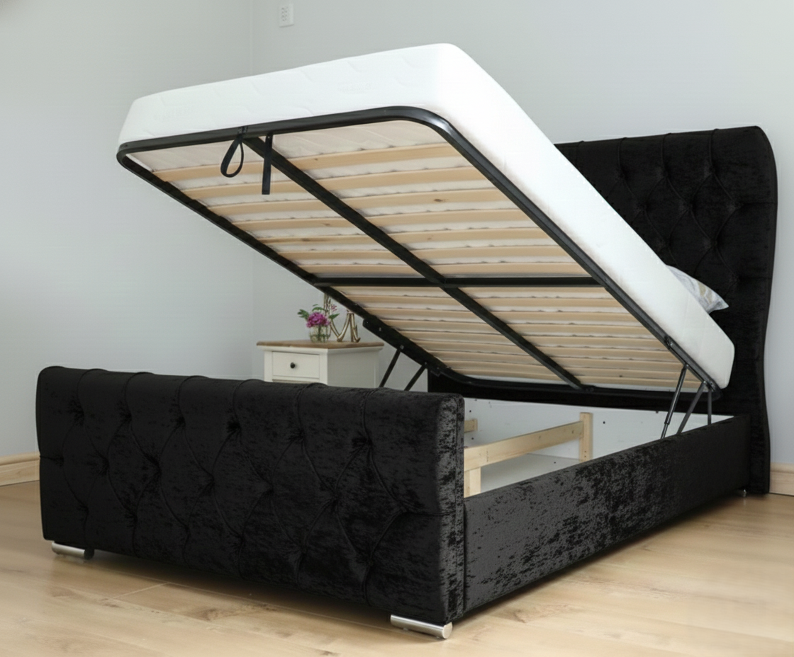 Ottoman Oxford Wingback Bed