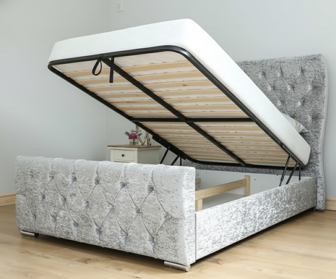 Ottoman Oxford Wingback Bed