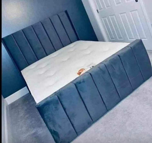 Panel Wing Bed with Mattress– Premium Upholstery