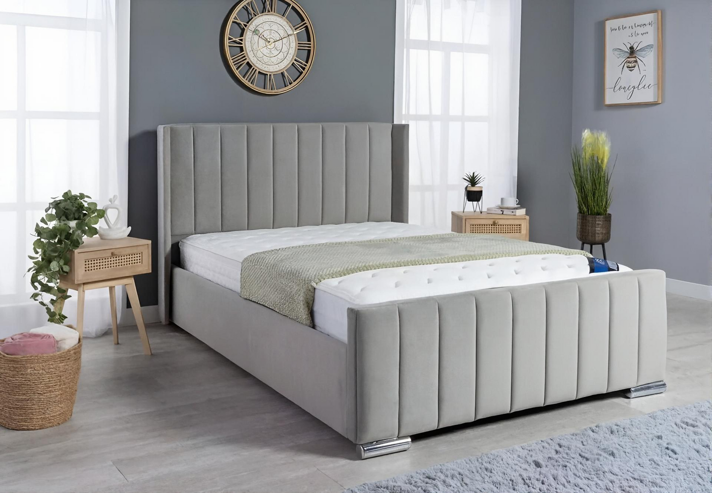 Panel Wingback Bed With Mattress