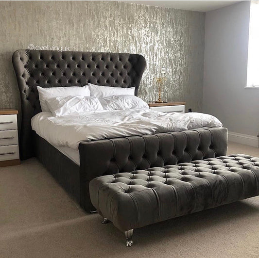 Luxury Oxford Wingback Bed With Mattress